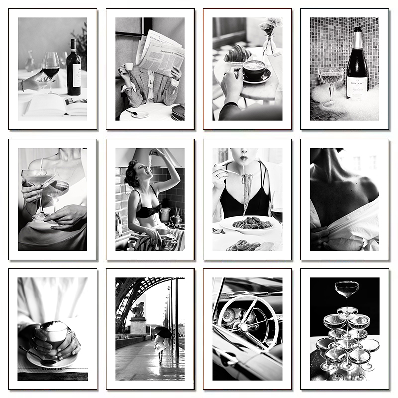 Women Fashion Drawing - Modern Luxury Fashion Champagne Wine Sexy