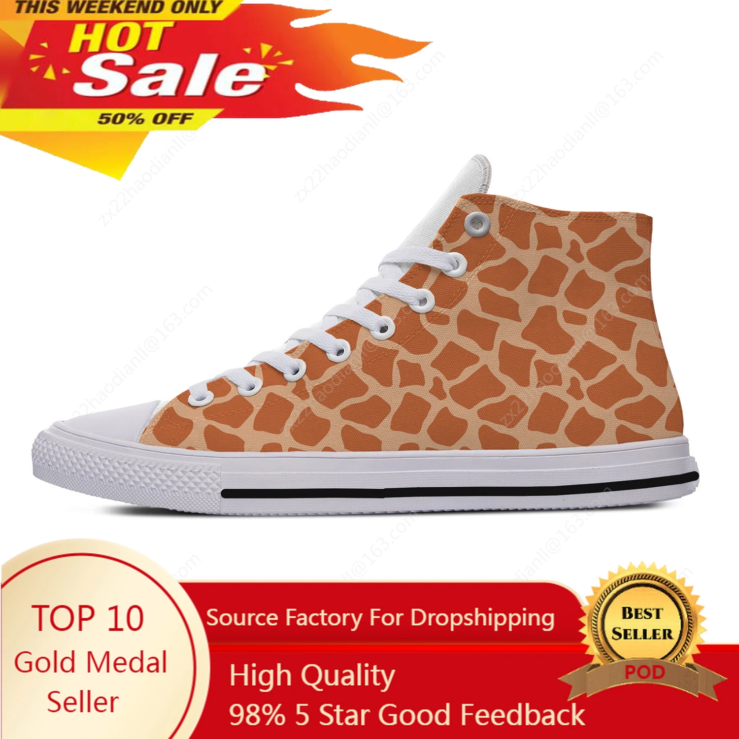 Women'S Fashion Running Shoes - Giraffe Animal High Top Sneakers Mens