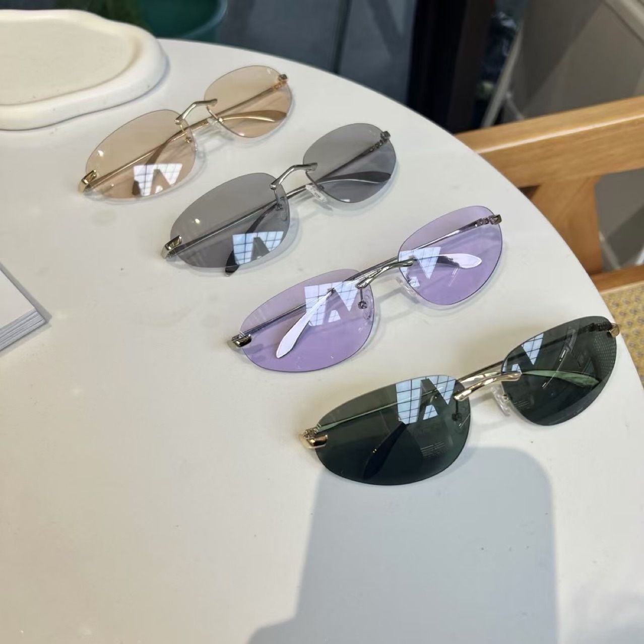 Women'S Fashion Eyeglasses - UV400 Rimless Shades, Cat Eye Minimalist