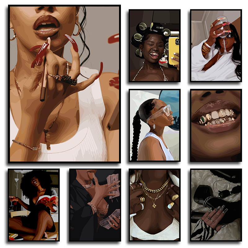 Women Fashion Drawing - Modern African American Black Woman Fashion