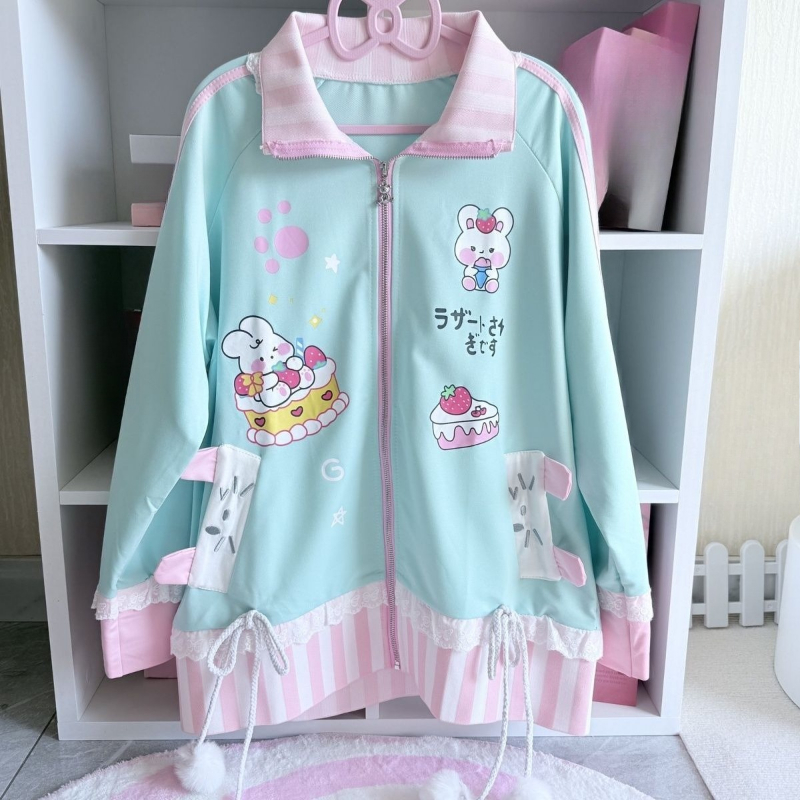 Women'S Fashion Zip Hoodie - Japanese Kawaii Cute Cartoon Printing Hoodie