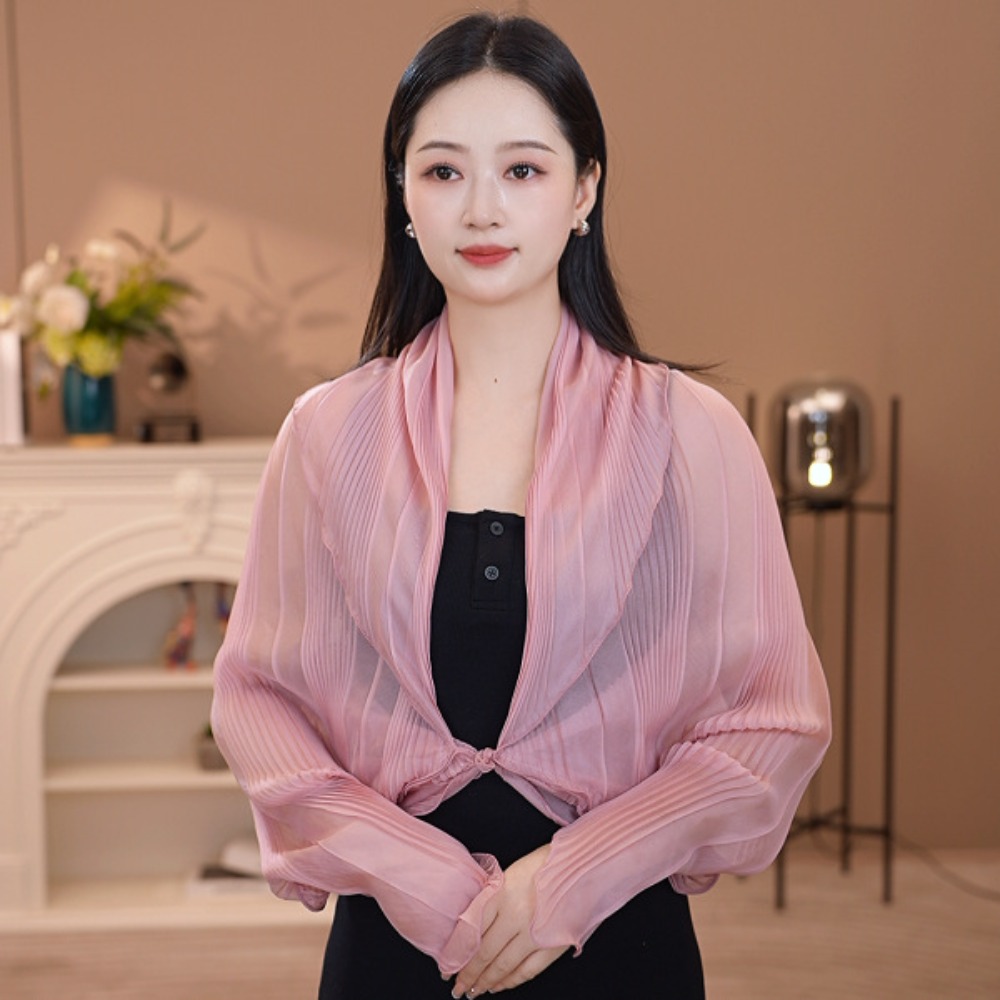 Women Fashion Drawing - Solid Color Sun Protection Top Round