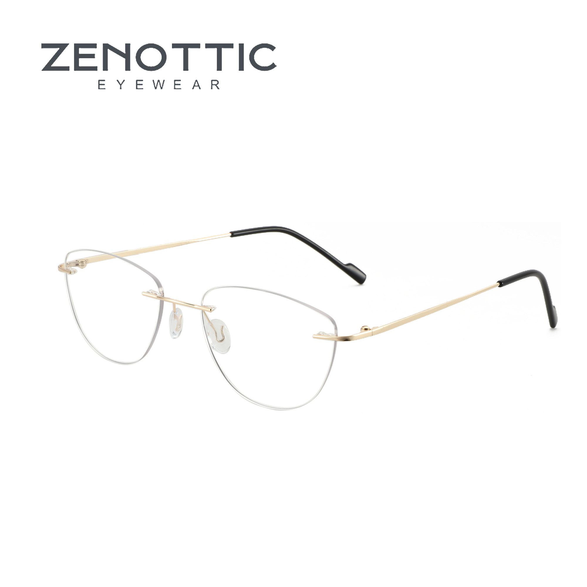 Women'S Fashion Glasses Non Prescription - ZENOTTIC Fashion Cat Eye Rimless Optical