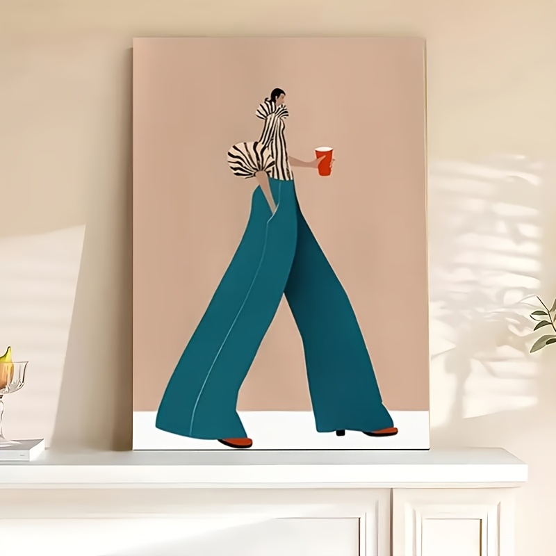 Women Fashion Drawing - Fashionable Blue Pants Woman Poster Prints