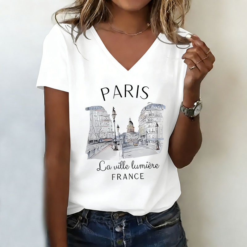 Vintage Paris T-shirt V Neck C - огляд і ціна Women'S Fashion Paris