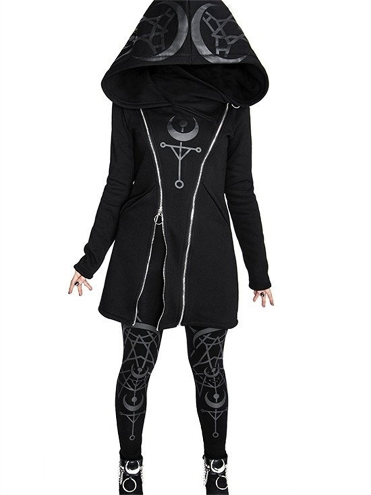 Gothic Punk Print Long-sleeved - огляд і ціна Women'S Fashion Zip Hoodie
