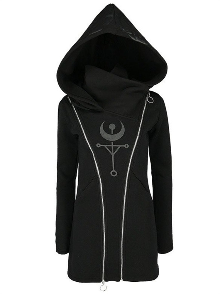 Gothic Punk Print Long-sleeved - огляд і ціна Women'S Fashion Zip Hoodie