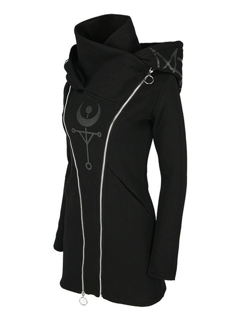 Gothic Punk Print Long-sleeved - огляд і ціна Women'S Fashion Zip Hoodie