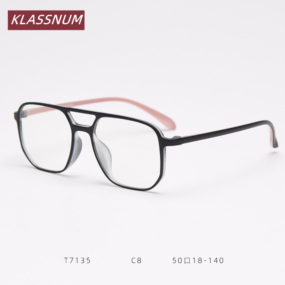 KLASSNUM Double Bridge Square  - огляд і ціна Women'S Fashion Glasses Non Prescription